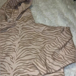 Eloquii Zebra Print Cropped Hooded Sweatshirt size 26/28 / 3XL Loungewear Hoodie